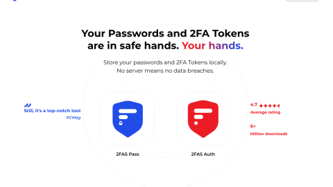 2FAS authenticator homepage, an open-source 2FA app with encrypted backup and multi-device support