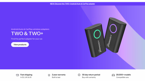 AAWireless product page, a dongle that makes wired Android Auto wireless