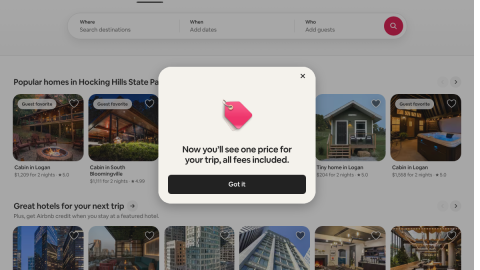 Airbnb homepage, a booking platform with two-sided verified-stay reviews between guests and hosts