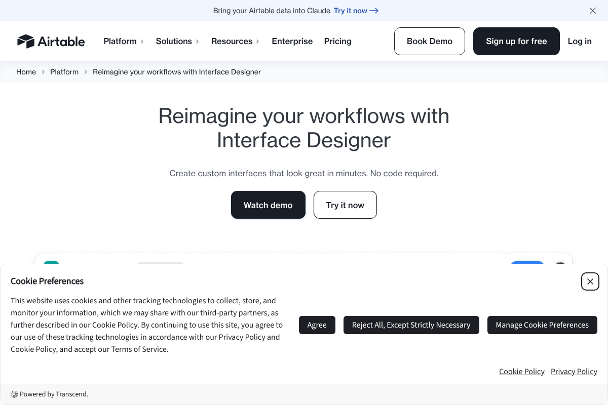 Airtable Interface Designer page, a no-code way to build dashboards over a content database