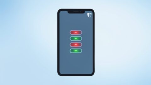 Conceptual illustration of a smartphone with a shield and several small toggle switches, some flipped off, evoking app permissions reset after an update