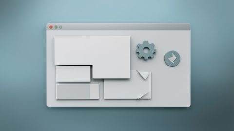 Conceptual illustration of a browser window with a jumbled, broken page layout beside a small gear and a reset arrow, evoking browser settings that break websites