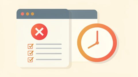 A business account verification screen with a failed status, a document checklist, and a clock showing the wait to regain access