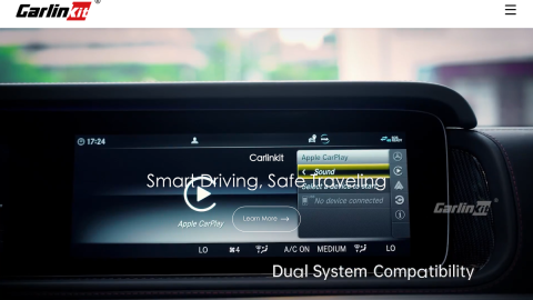 CarlinKit wireless CarPlay adapter product page, a dual-band dongle that converts factory wired CarPlay to wireless