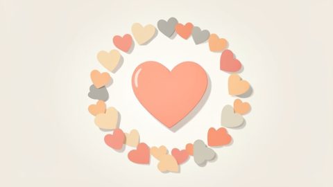 Conceptual illustration of many small paper hearts gathered around a single larger heart, evoking community support for a family