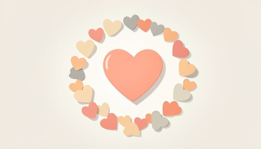 Conceptual illustration of many small paper hearts gathered around a single larger heart, evoking community support for a family