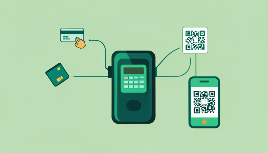 An EV charger with a contactless card tap, an RFID card, and a web-QR option, marked as no-app-needed