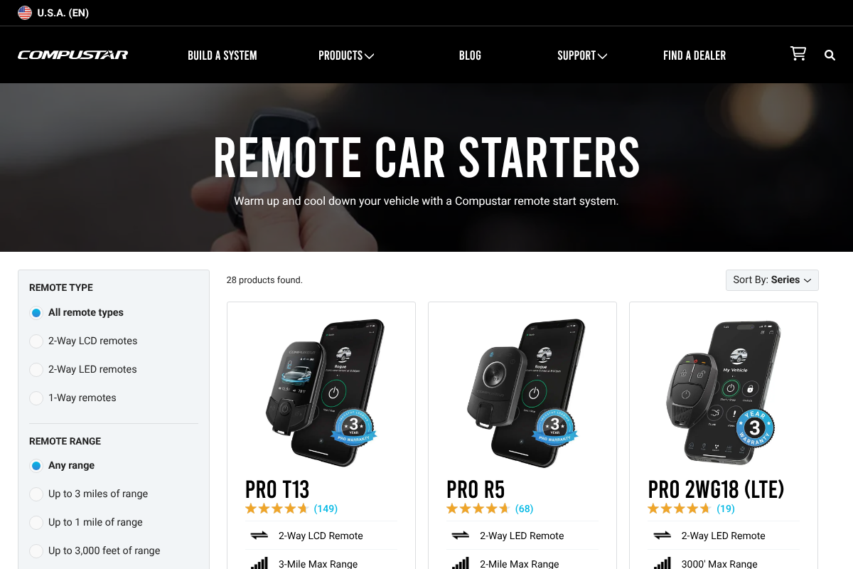 Compustar aftermarket remote start product page