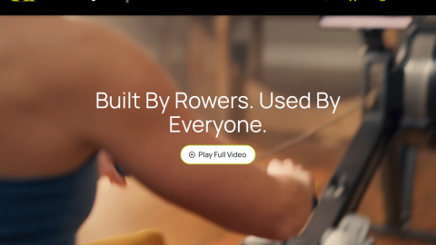 Concept2 indoor rowing machine product page showing a compact rower that stores upright