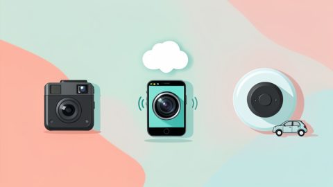 Three no-hardwire camera options, a compact camera, a cloud-connected camera with a phone alert, and a magnetic-mount camera