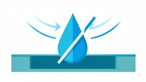 Conceptual illustration of a basement with a moisture droplet crossed out and fresh airflow arrows, evoking controlling dampness without a dehumidifier