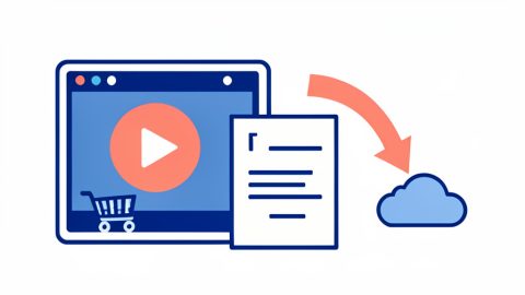 A movie screen with a buy cart and a license document, with an arrow pulling a cloud away