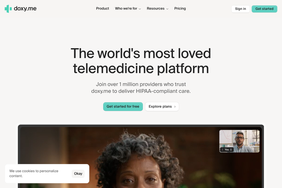 Doxy.me telehealth video platform homepage