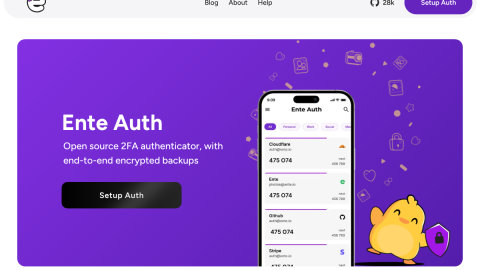Ente Auth end-to-end encrypted cross-platform authenticator homepage