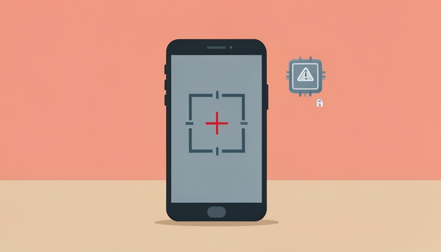A phone showing a failed scan frame with a red error, a SIM chip with a warning triangle, and a padlock
