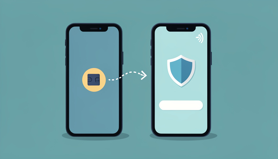 A SIM profile moving from an old phone to a new eSIM-only phone waiting for a verification code