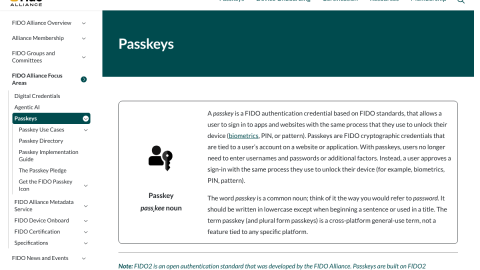 FIDO Alliance passkeys explainer page
