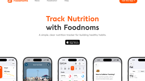 FoodNoms nutrition tracker homepage