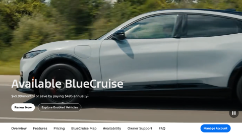 Ford BlueCruise hands-free driving feature page