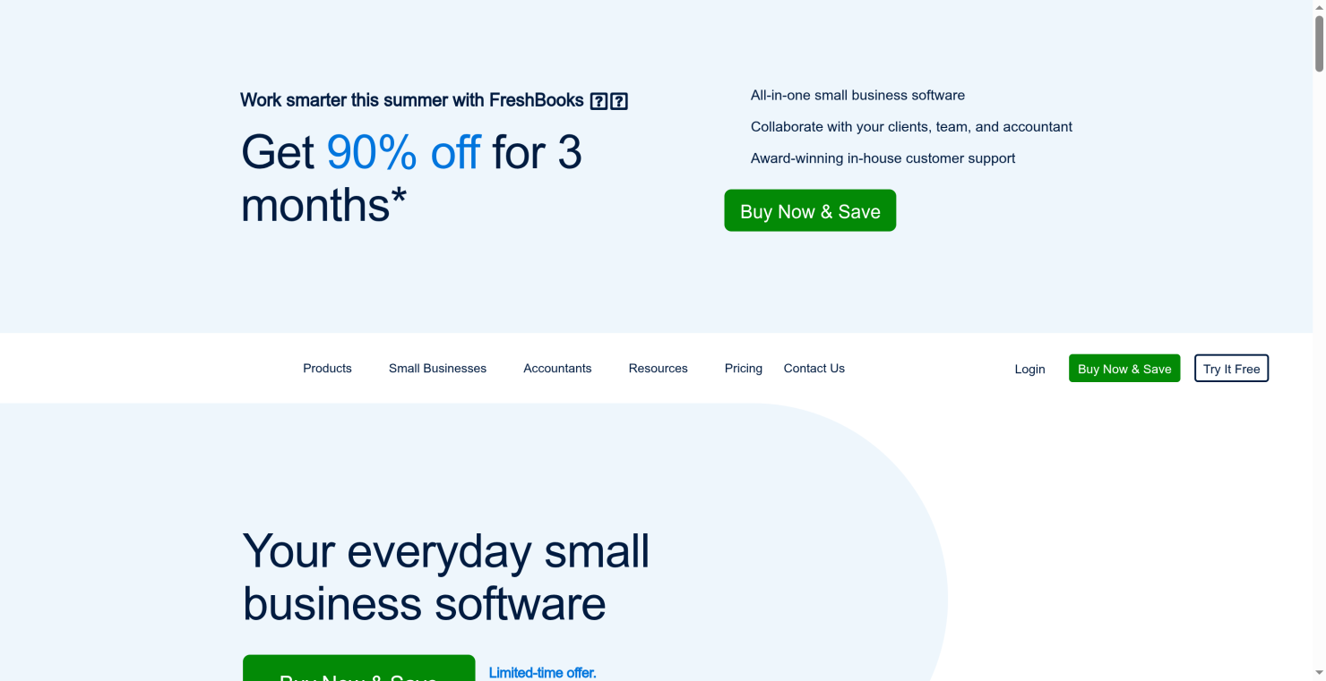 FreshBooks invoicing and accounting homepage