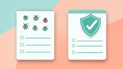 Two form cards, one covered with spam bot icons and one protected by a shield with a checkmark