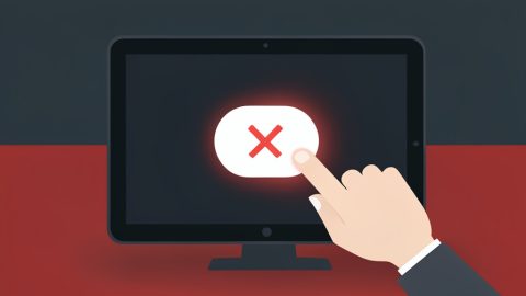 Conceptual illustration of a hand tapping a cancel button on a streaming subscription screen