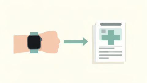 A fitness tracker on a wrist beside an HSA card and a doctor's note showing when the device becomes reimbursable