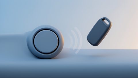 Conceptual illustration of a car push-button start with a key fob nearby and a faded signal wave, evoking a car not detecting the key