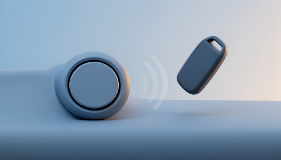 Conceptual illustration of a car push-button start with a key fob nearby and a faded signal wave, evoking a car not detecting the key