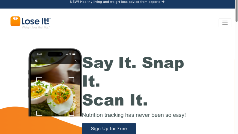 Lose It weight loss app homepage
