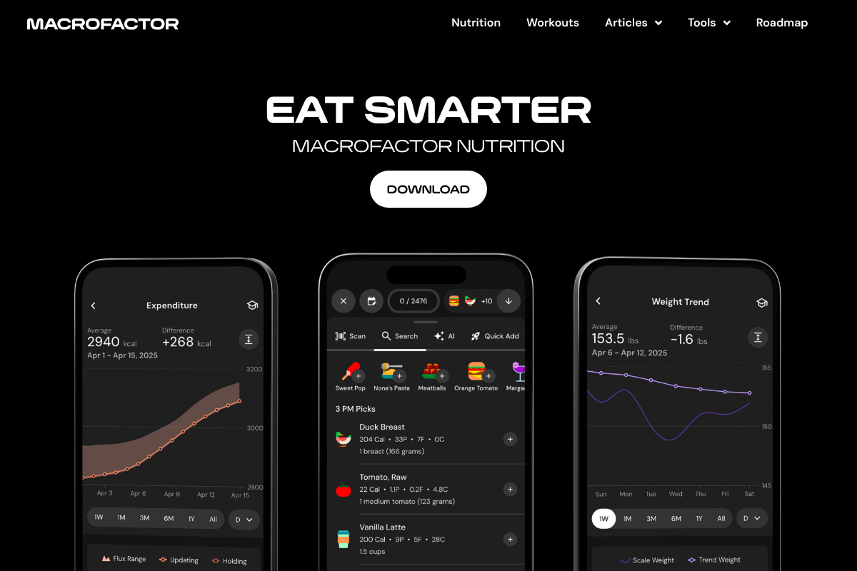 MacroFactor macro tracking app homepage