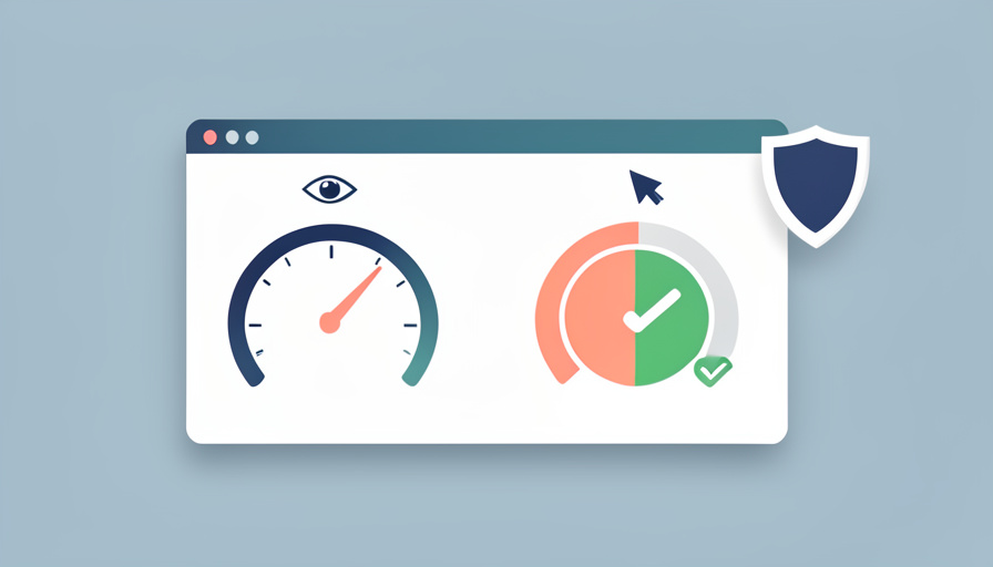An analytics panel with an unreliable opens gauge beside a solid clicks gauge with a green checkmark and a privacy shield