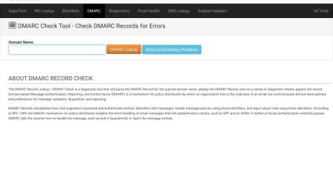 MXToolbox DMARC record checker tool
