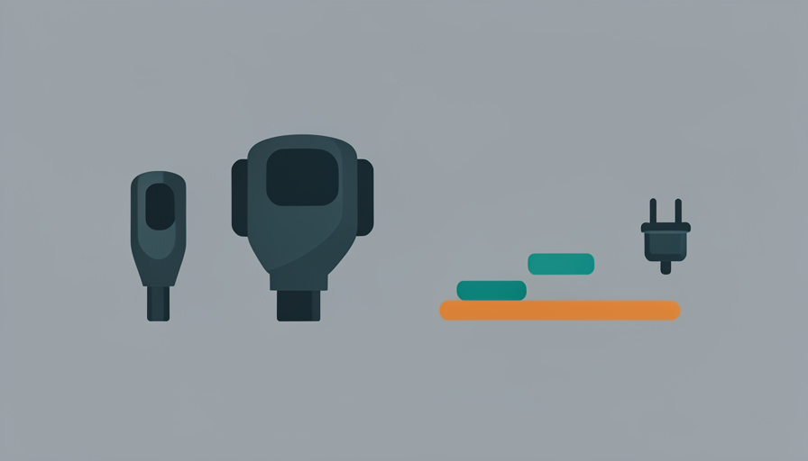 A CCS and a NACS charging connector side by side with a bar showing a falling failure rate and an adapter icon