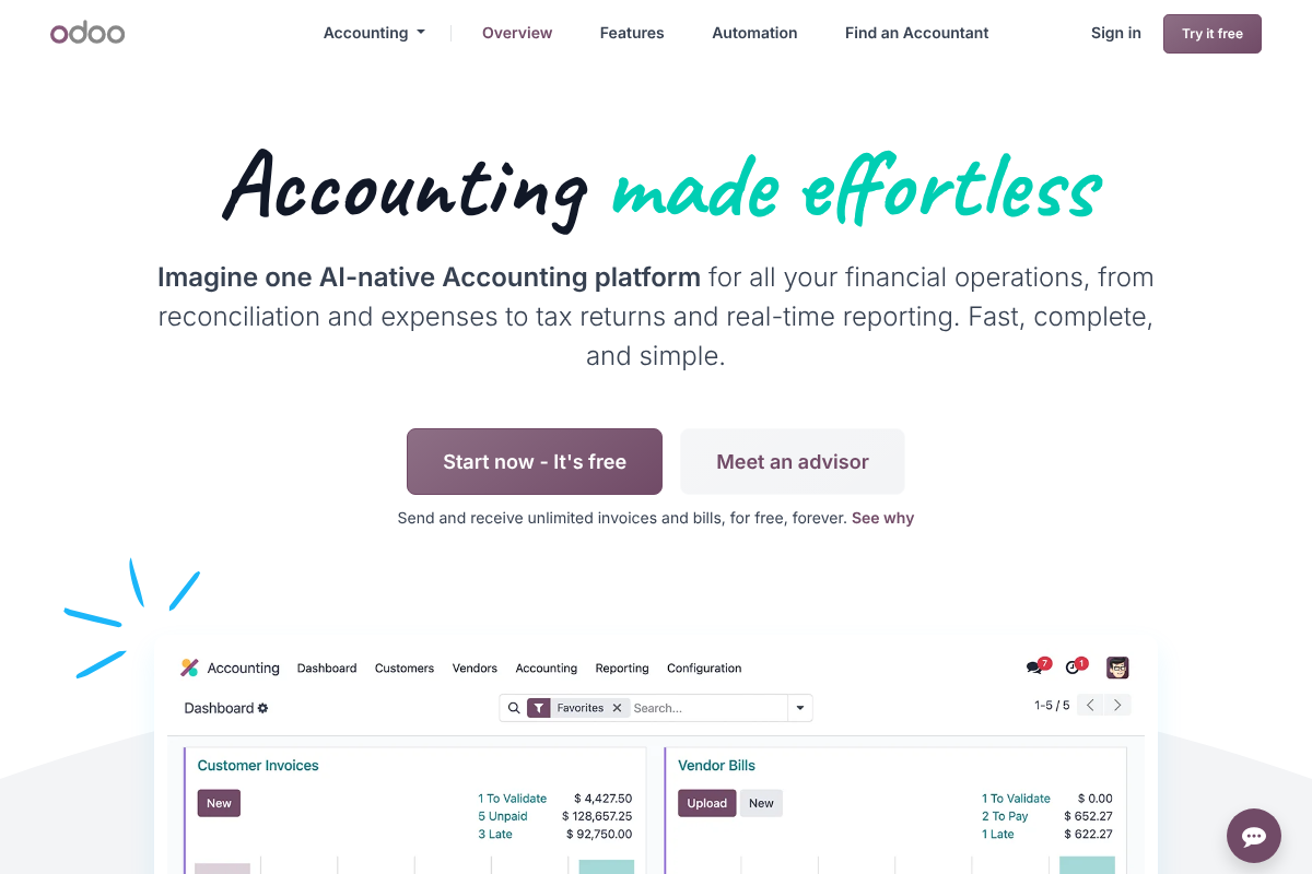 Odoo Accounting app page