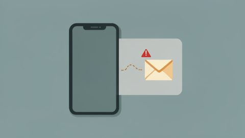 Conceptual illustration of a smartphone with an incoming message envelope blocked by a barrier and a warning triangle, evoking a verification code that never arrives