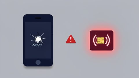 Conceptual illustration of a phone losing signal while a duplicate SIM card lights up elsewhere, evoking a SIM swap or number port-out