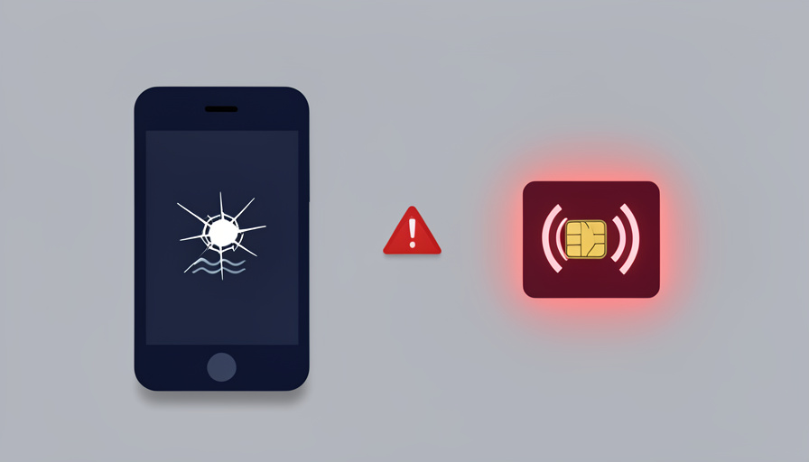 Conceptual illustration of a phone losing signal while a duplicate SIM card lights up elsewhere, evoking a SIM swap or number port-out