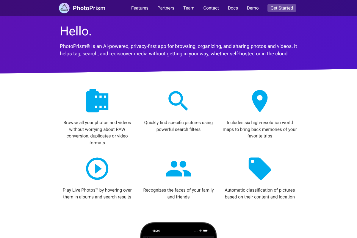 PhotoPrism self-hosted photo app homepage