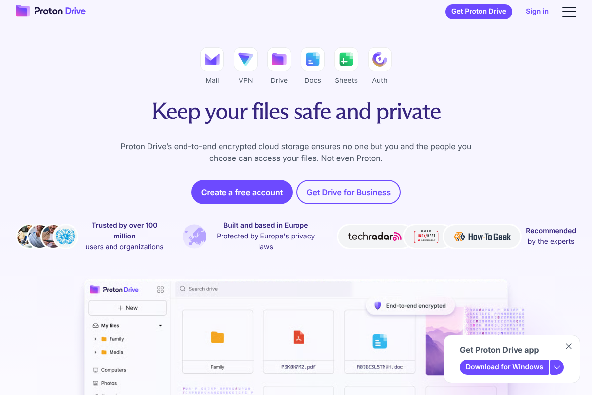 Proton Drive end-to-end encrypted storage with Photos