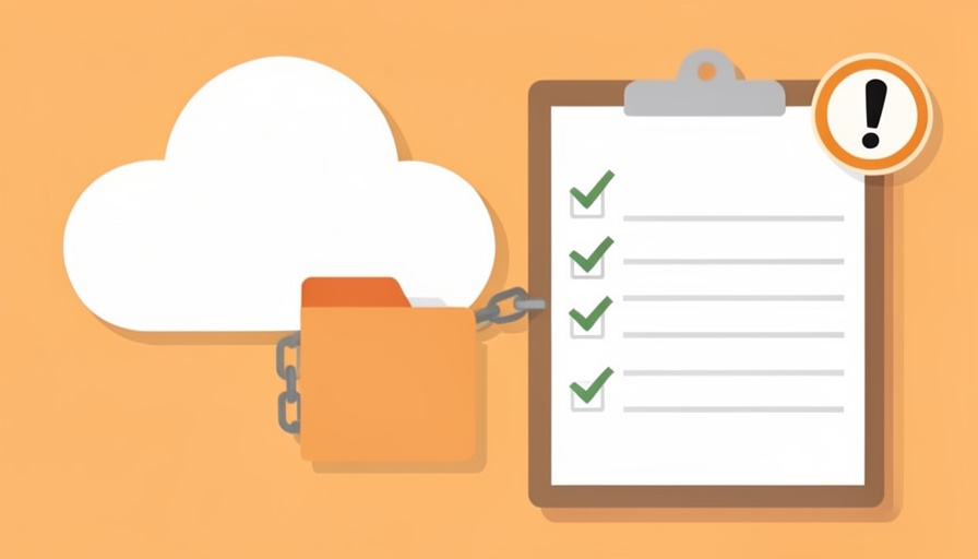 Conceptual illustration of a cloud icon beside a checklist and a folder with a shared-link chain, with a warning mark, evoking questions to settle before canceling cloud storage