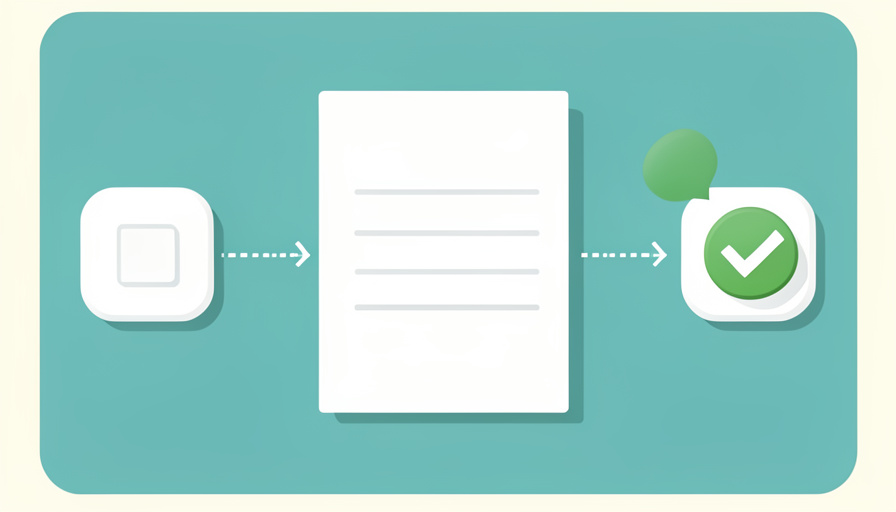Conceptual illustration of a structured electronic invoice document moving between two systems along a connected network path with a checkmark, evoking e-invoicing readiness in accounting software