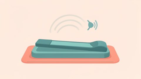 A flat walking pad on a thick cushioning mat with soft muted sound waves