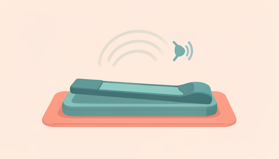 A flat walking pad on a thick cushioning mat with soft muted sound waves