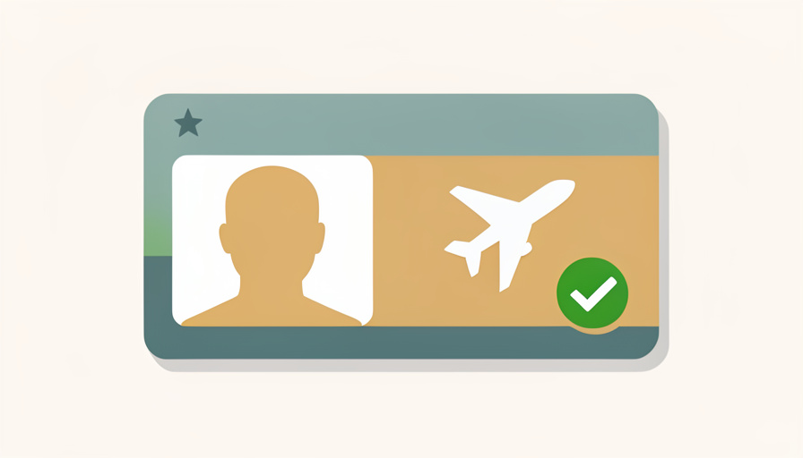 Conceptual illustration of a blank ID card with a star marking in the corner beside an airplane and a green checkmark, evoking a flight-ready Real ID