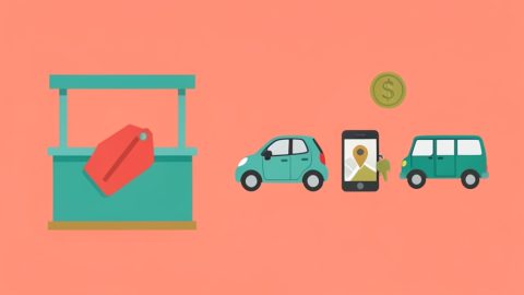 A young driver holding car keys beside icons for car sharing, rideshare, and rail as fee-free alternatives