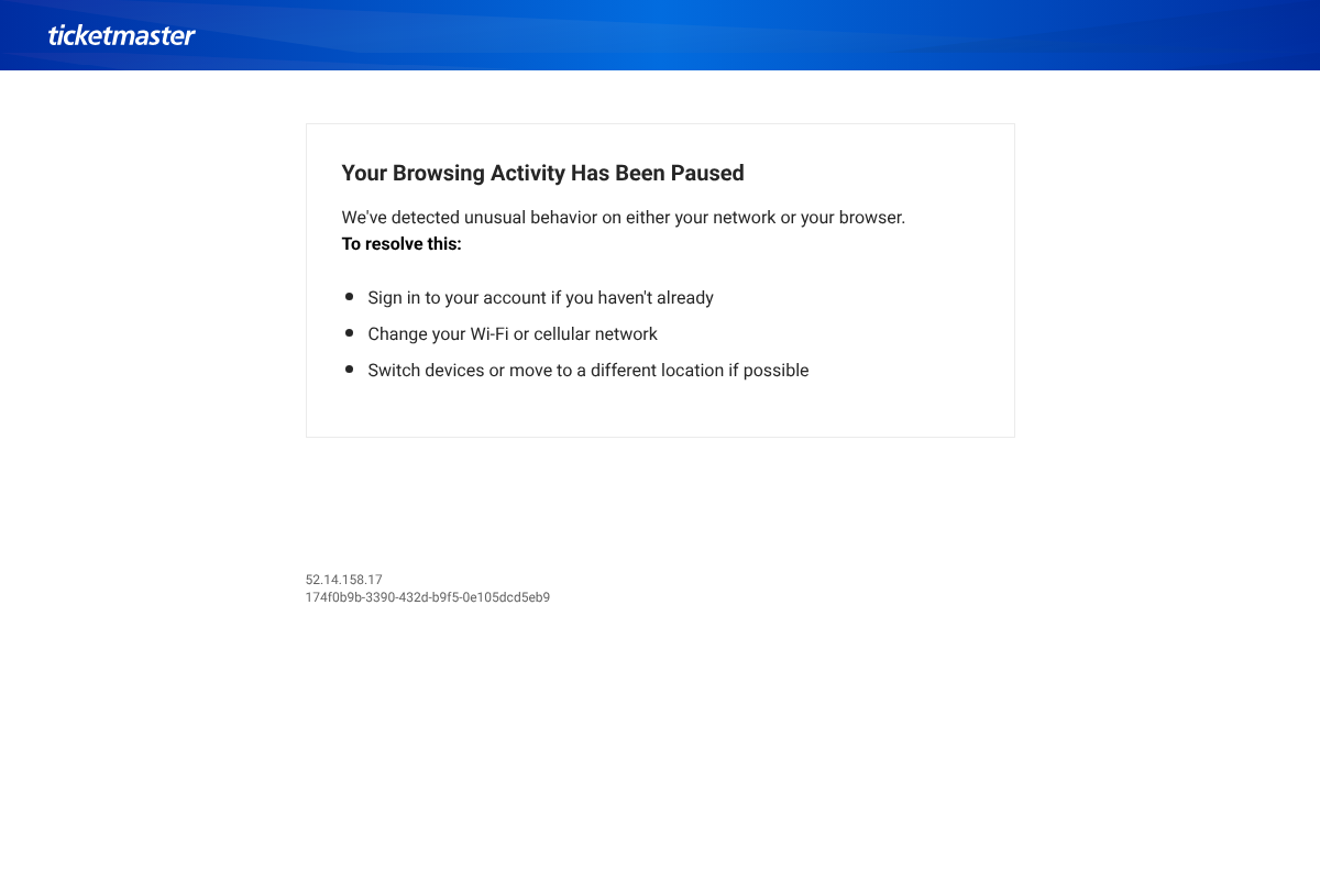 Ticketmaster SafeTix page explaining a rotating mobile barcode for secure digital ticket entry