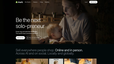 Shopify ecommerce platform homepage