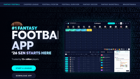 Sleeper fantasy football app product page, a mobile-first platform for managing fantasy rosters and waivers