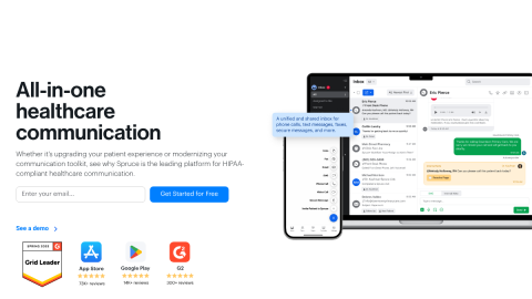 Spruce Health secure patient communication platform homepage